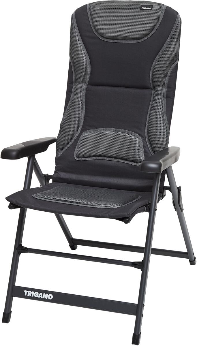 Campingstol Premium Graphite 7-trinns justerbar med grå stoff og aluminiumramme