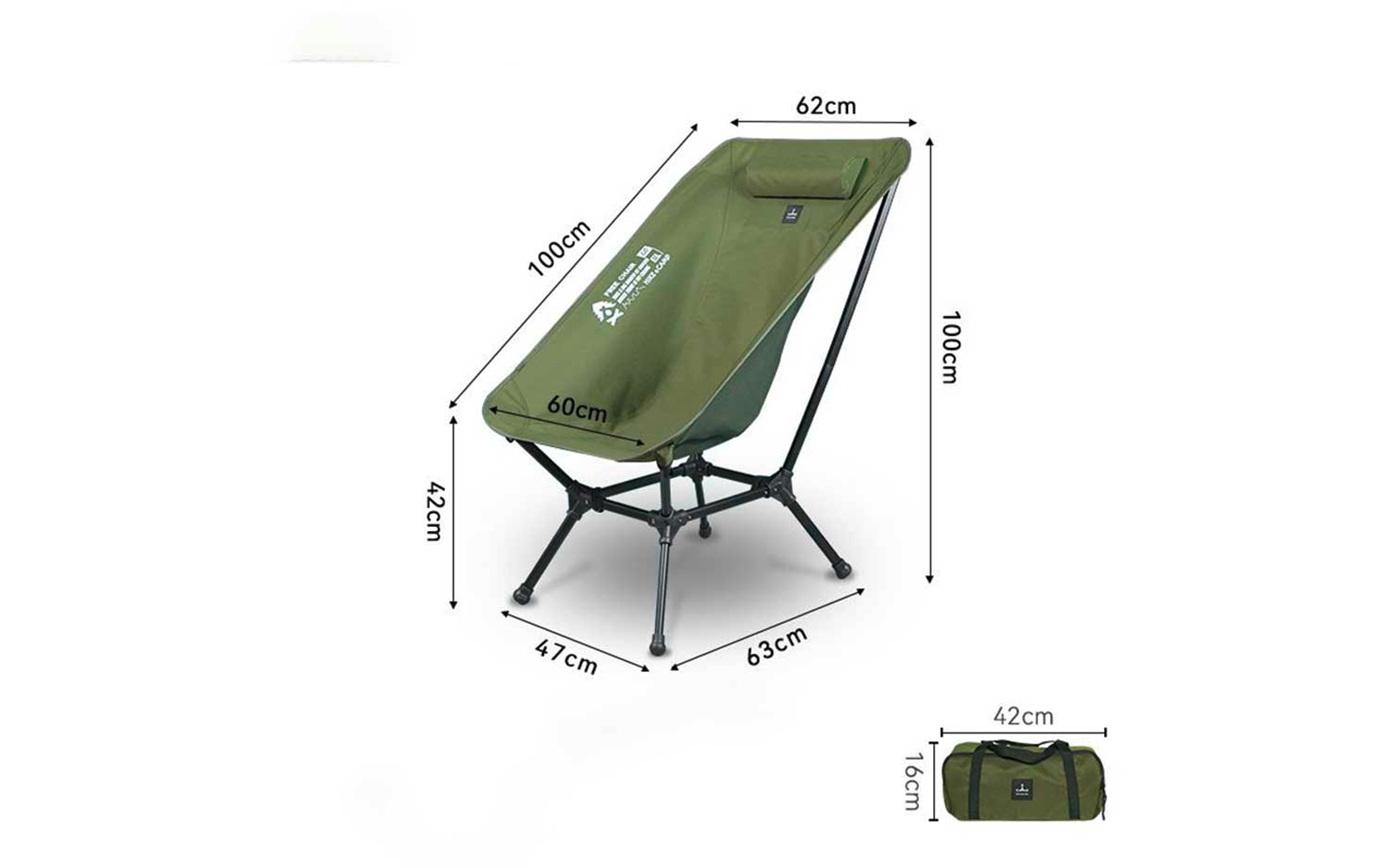 Campingstol Relaxing Lounge Chair BusBoxx bakside med sammenlagt ramme