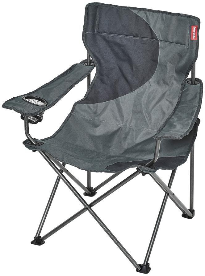 Campingstol sammenleggbar grå stål med kopp­holder - Trigano front