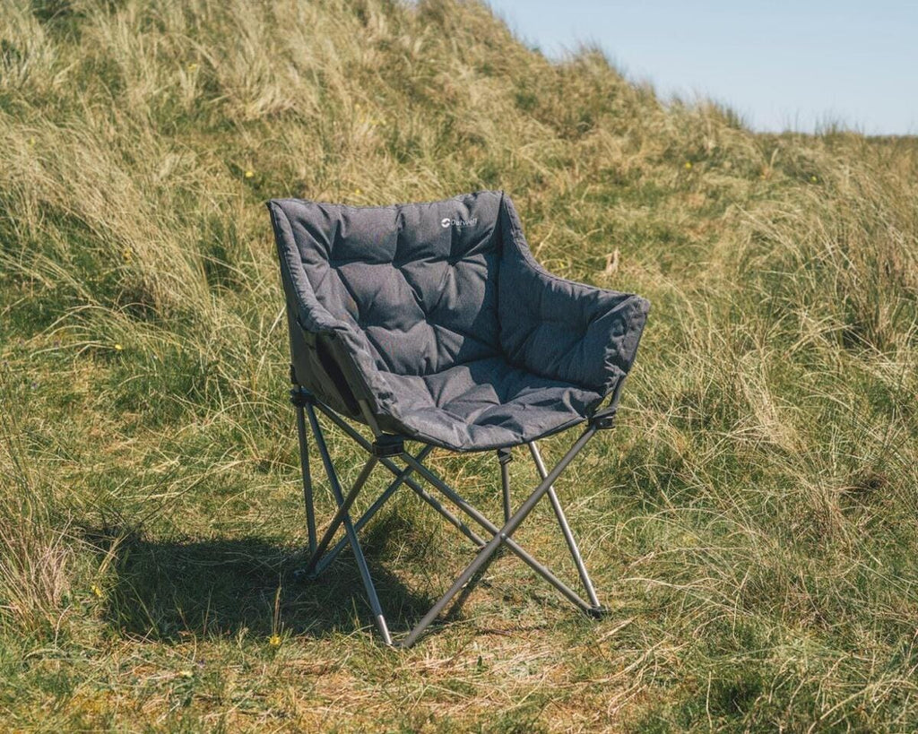 Campingstol Sardis Lake sammenleggbar grå armlener med lommer