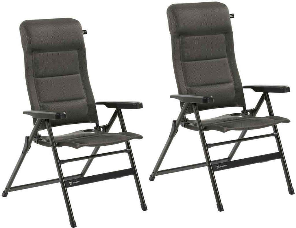 Campingstol-sett Barletta Comfort L 2-pack aluminium grå forfra