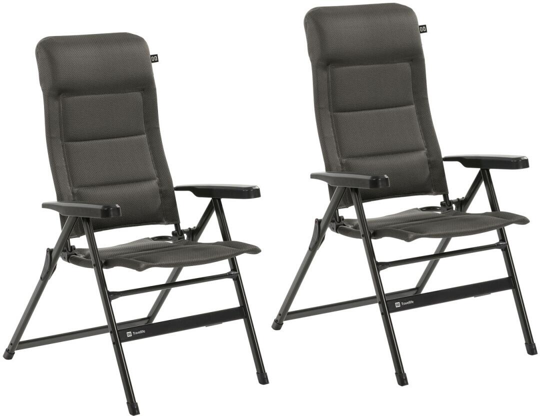 Campingstol-sett Barletta Comfort L 2-pack aluminium grå forfra