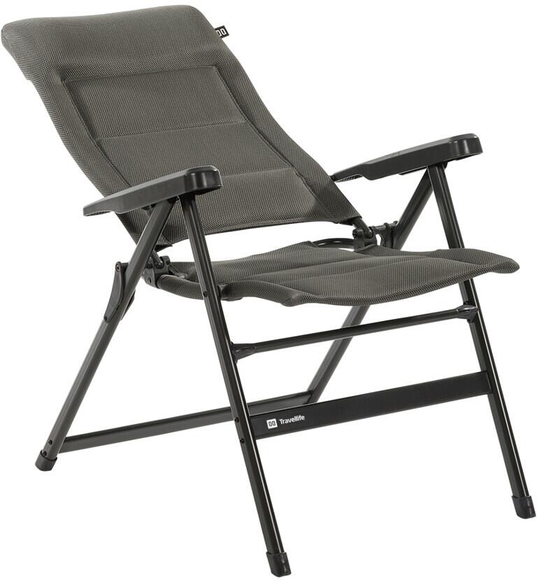 Campingstol-sett Barletta Comfort L 2-pack aluminium grå montert på campingplass