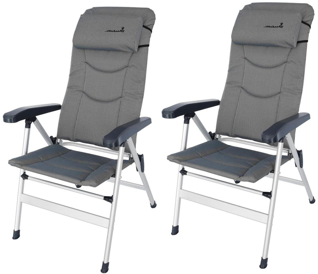 Campingstol Thor sett 2-pack polstret lysegrå forfra