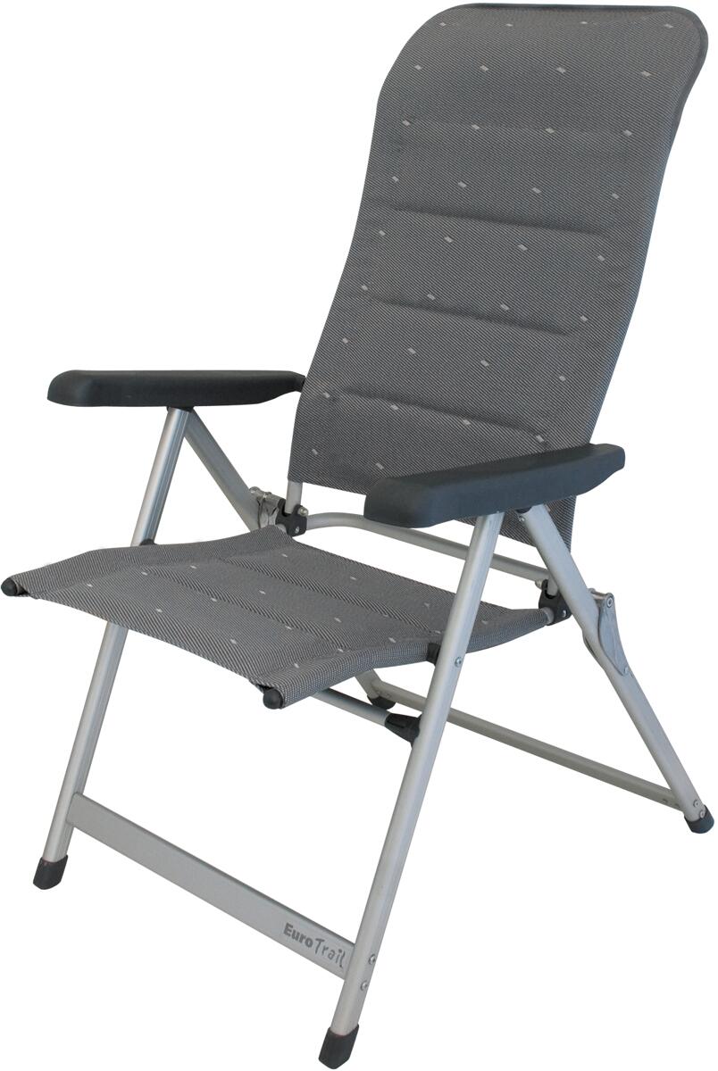 Campingstol Trontheim polstret aluminium 120 kg, grå forfra