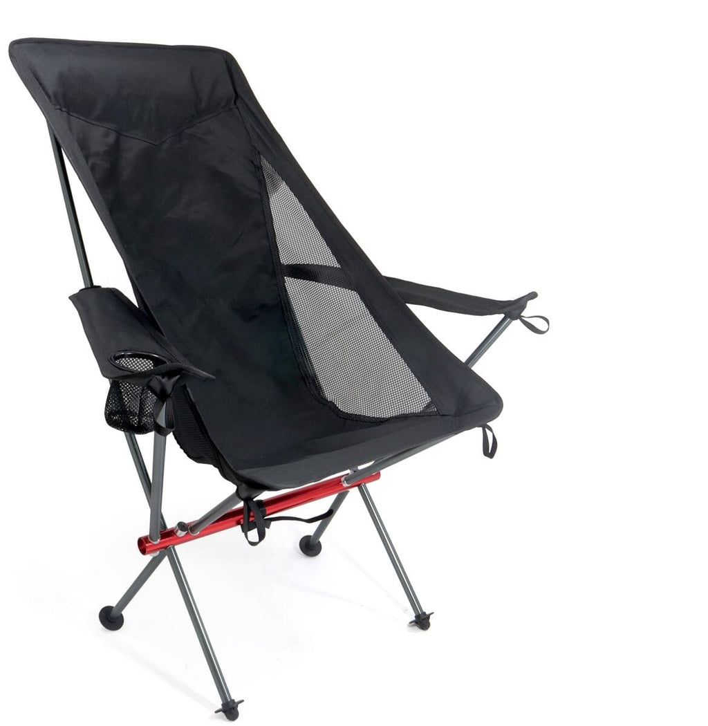 Campingstol Ultralight Relax høy rygg 1,7 kg svart - BasicNature forfra