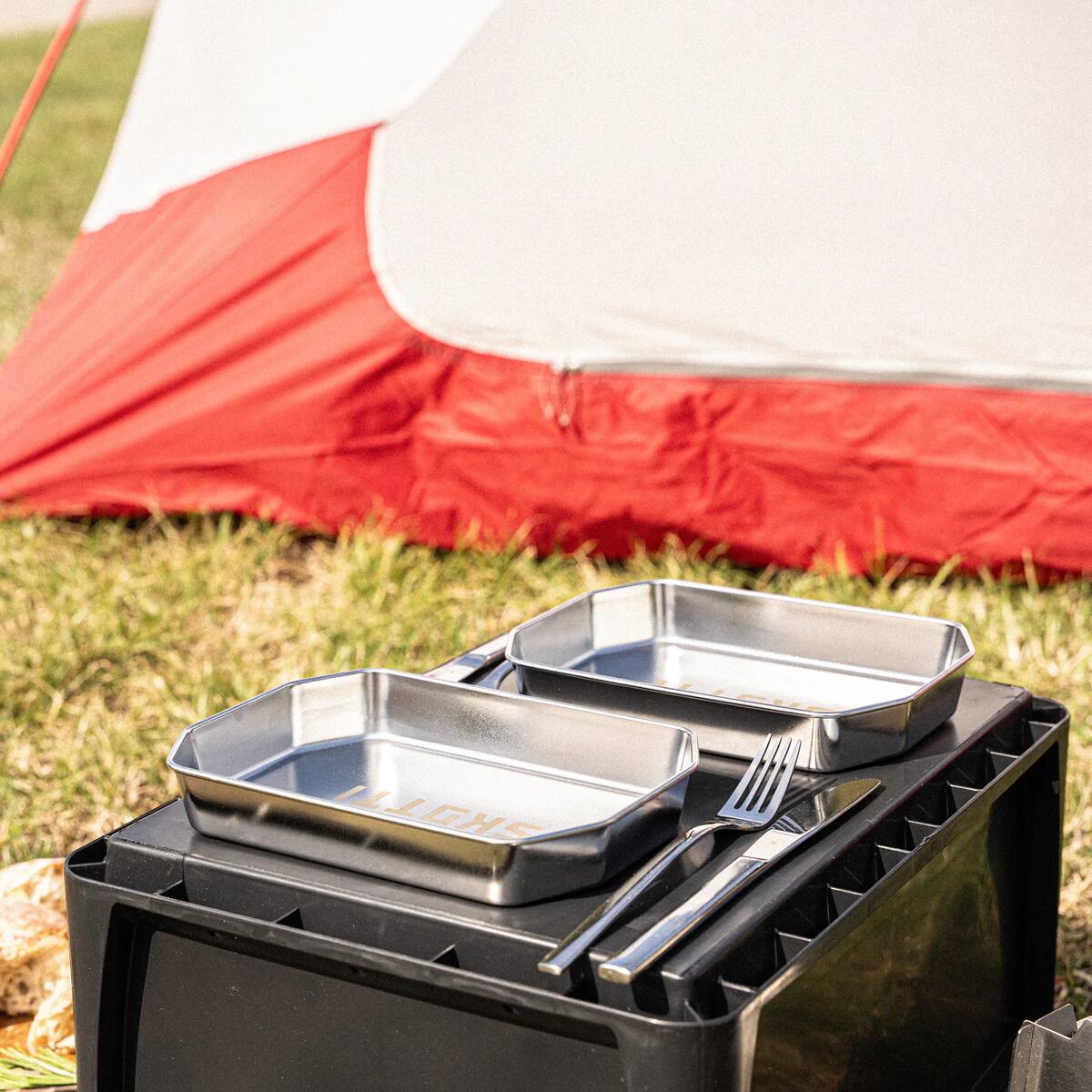 Campingtallerken Plade rustfritt stål 20,5x15x3 cm 180 g - Skotti