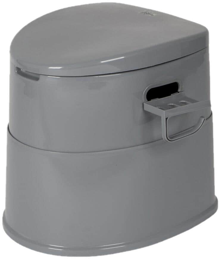 Campingtoalett med bøtte 7l delbar 49x42x46 cm grå bakside