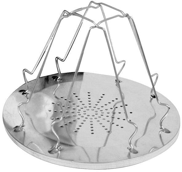 Campingtoaster i rustfritt stål Ø 22 cm, 4 skiver, sammenleggbar Camp4 sett forfra
