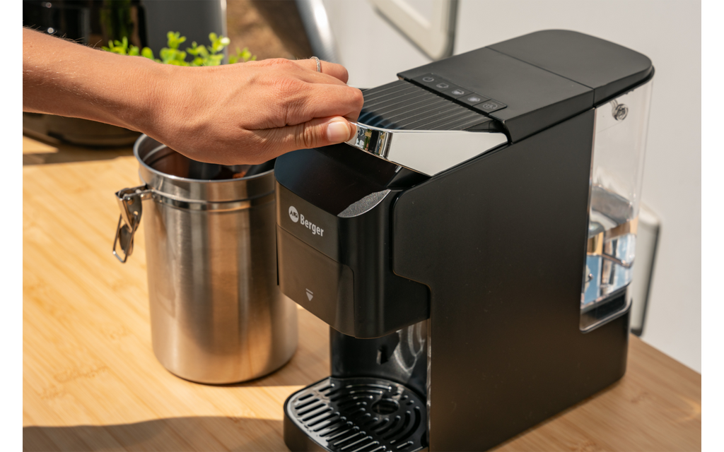 Camp&Brew 3-i-1 kaffemaskin med kapsel eller malt kaffe montert