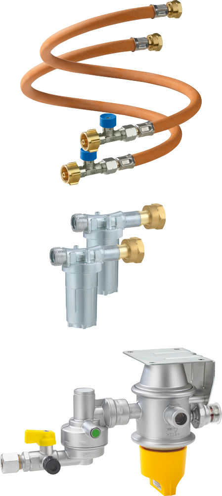 Caramatic DriveTwo sett 30 mbar for to gassflasker horisontal fra GOK