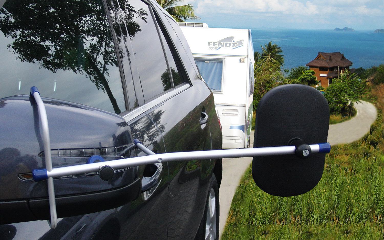 Caravanspeil-holder for Mitsubishi Eclipse Cross (fra 2017) montert på bilspeil