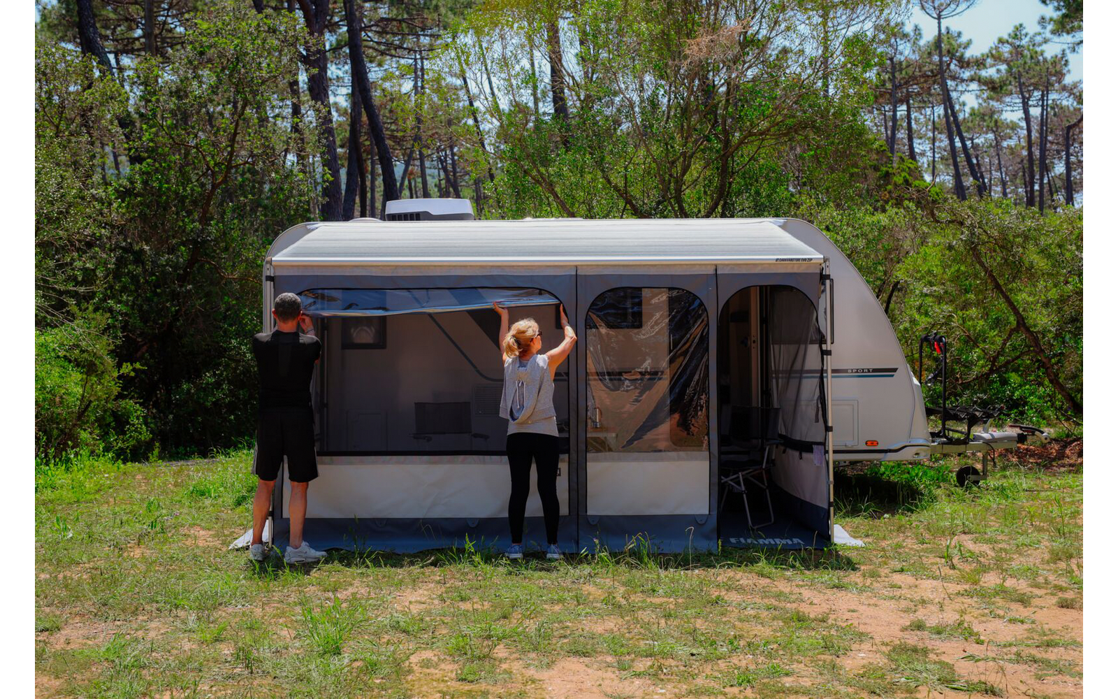 Bakside av Caravanstore Evo ZIP campingvognmarkise 290 cm Royal Grey
