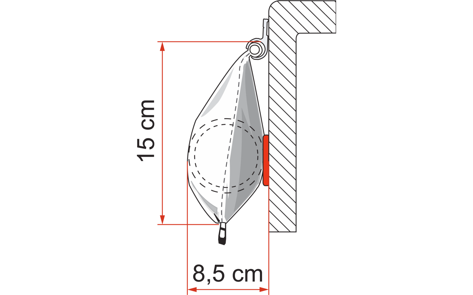 Caravanstore XL posemarkise 280 cm Royal Grey nærbilde av stoff