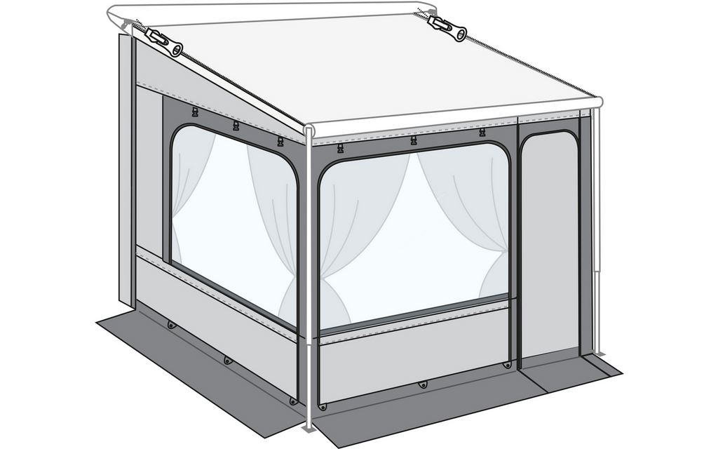 Caravanstore ZIP XL fortelttillegg for posemarkise detalj nærbilde