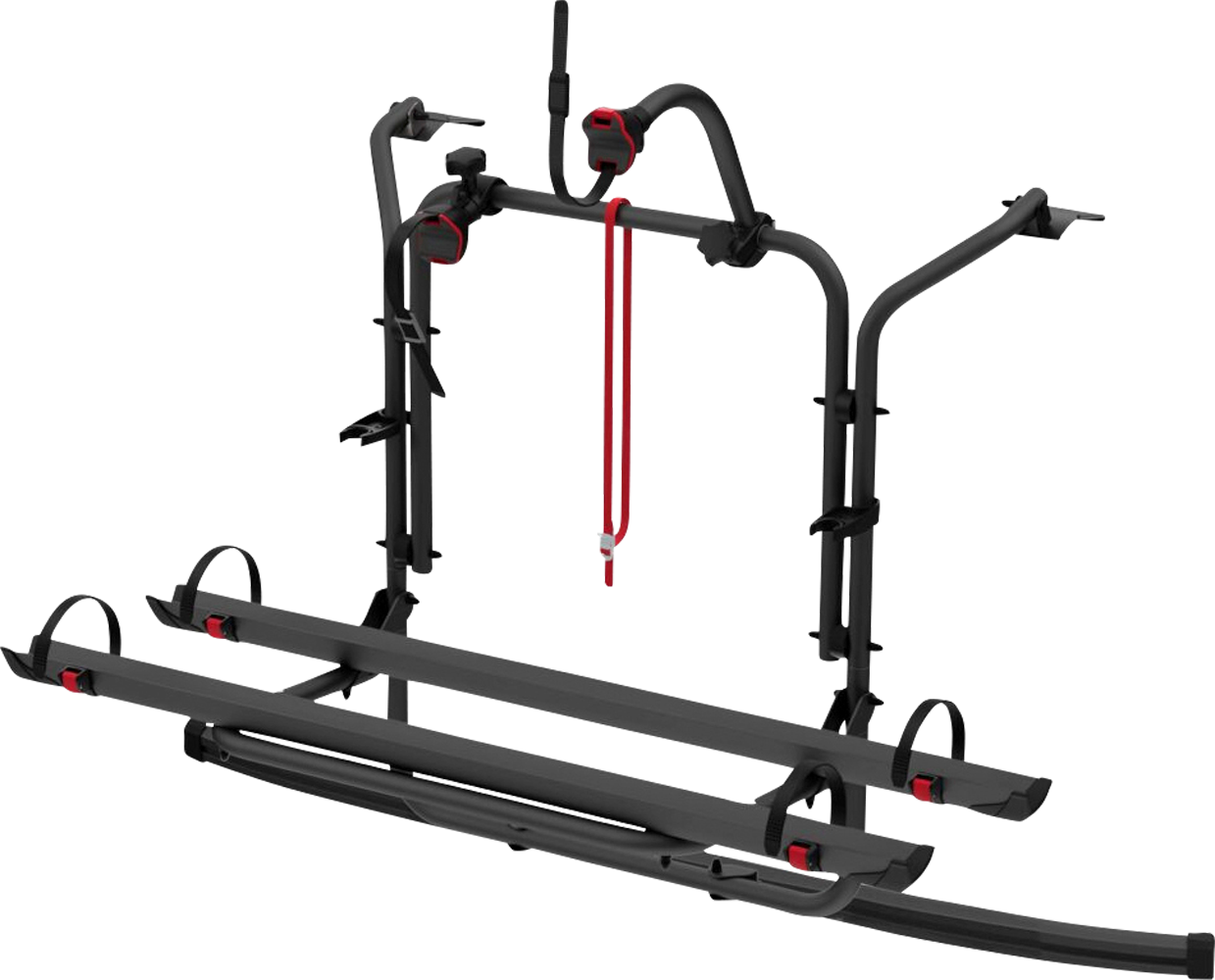 Carry-Bike Ford Custom sykkelstativ for 2 sykler Deep Black montert på bilens bakluke