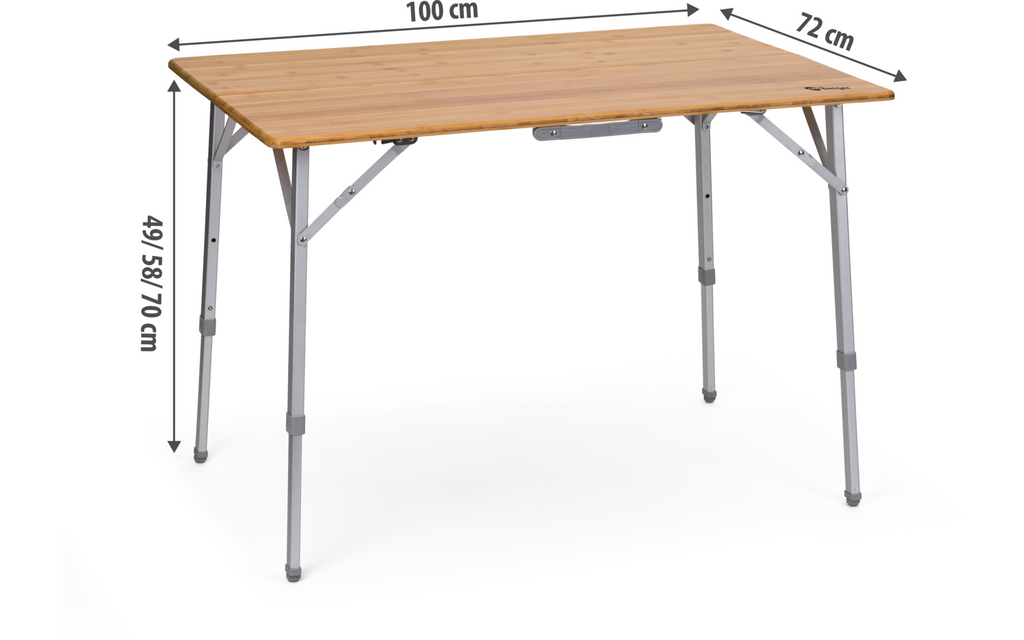 Nærbilde av bambusplate på Carry Deluxe klappbord