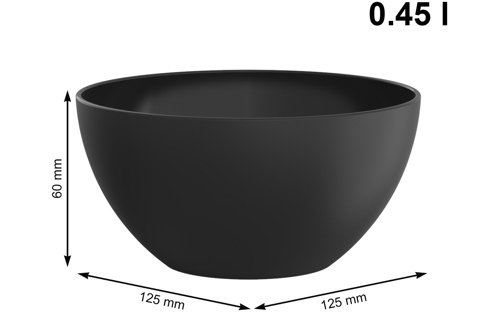 Caruba bolle 0,45 l i kunststoff, svart bakside