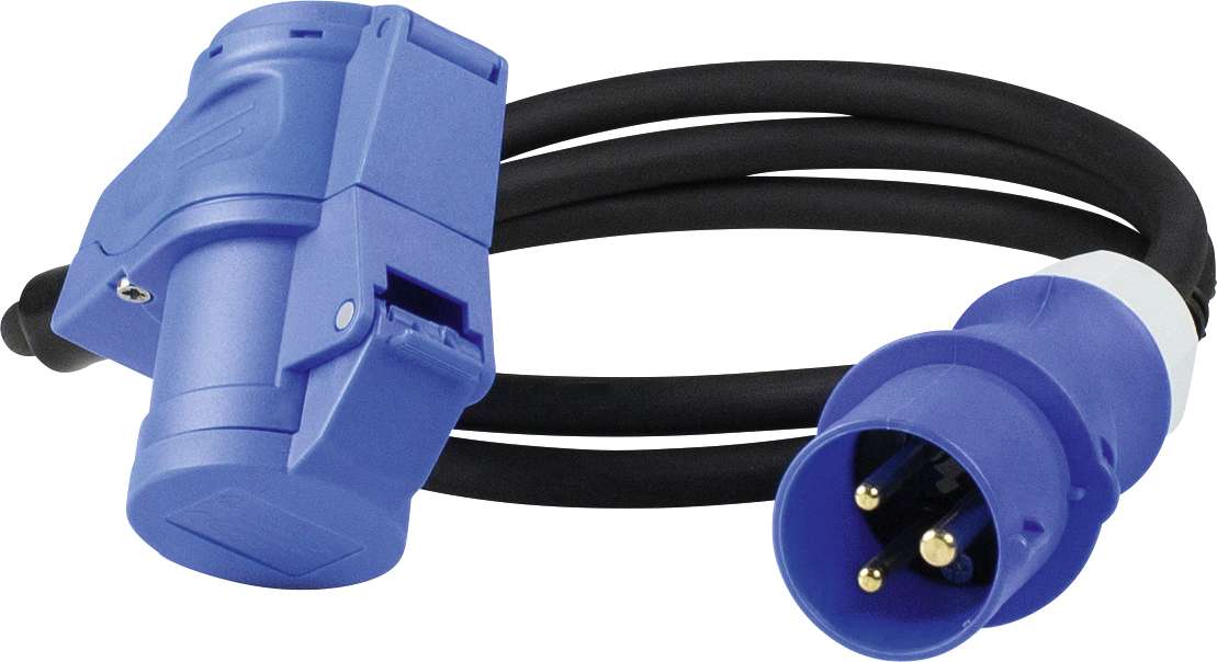 CEE-adapterkabel 1,5 m med vinkelkobling - AS-Schwabe fra siden