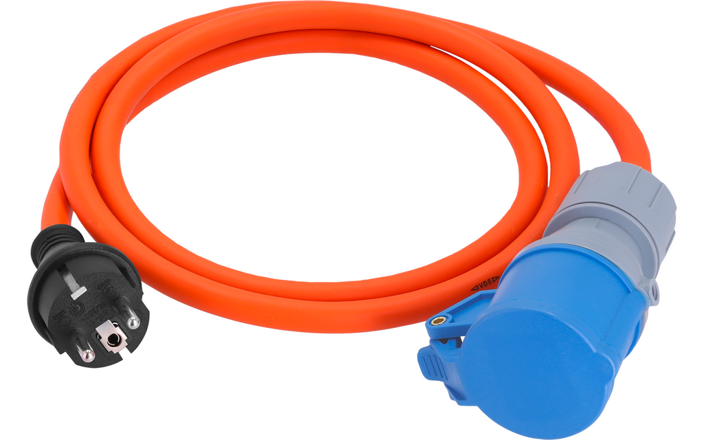 CEE-adapterkabel med jordingsstøpsel og CEE-kobling bakside