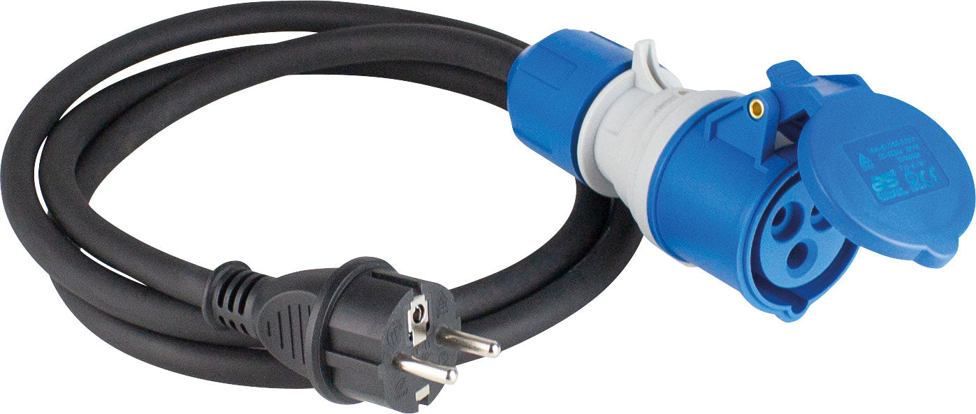 CEE-adapterkabel Powerlight med spenningsindikator 16A 1,5 m forfra