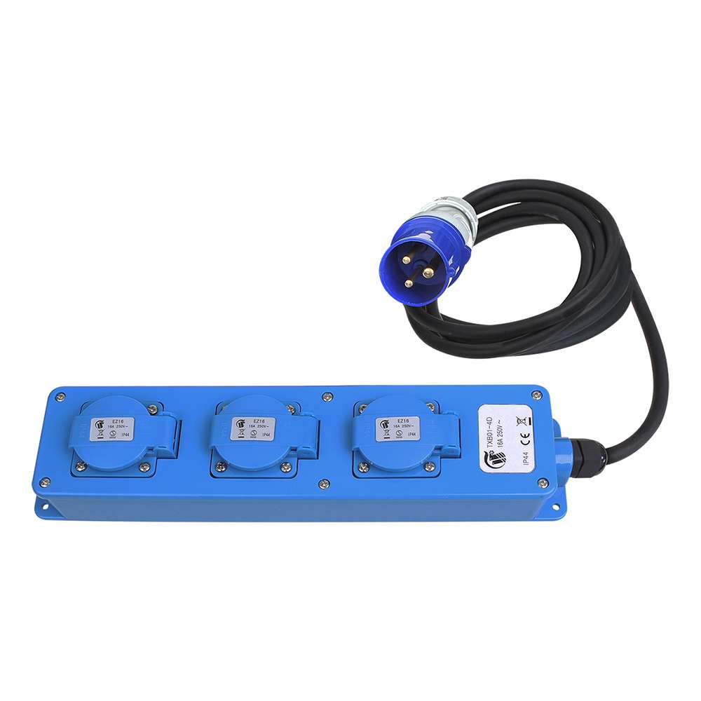 CEE stikkontaktlist 3-veis med USB 16A 1,5 m kabel - PAT for campingbruk