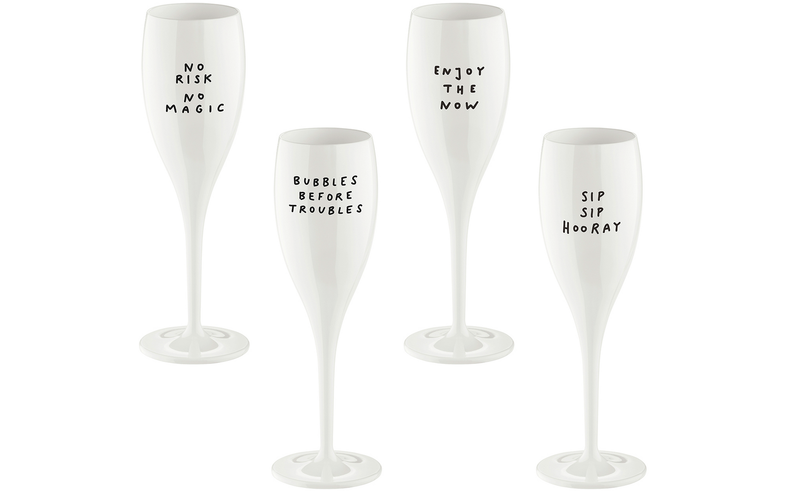Bakside av Champagneglass Cheers No. 1 sett 4 stk 100 ml hvit