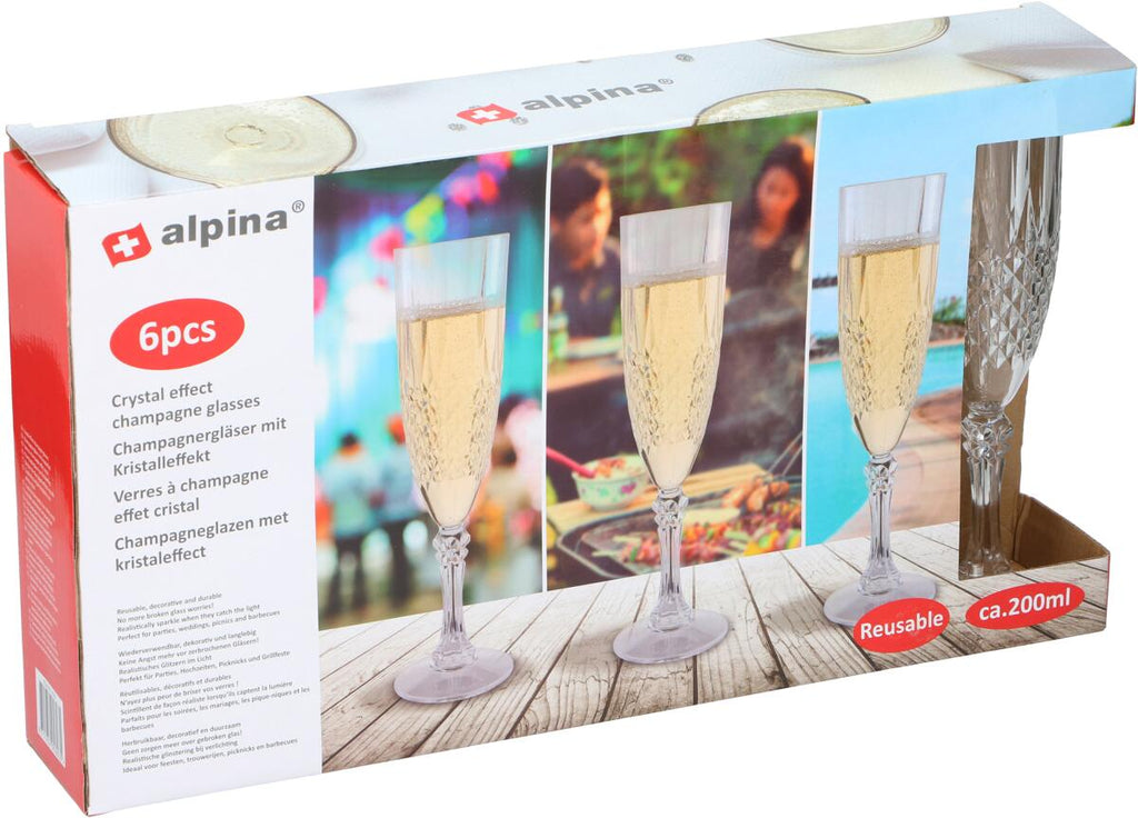 Detalj av krystalleffekt på Champagneglass med krystalleffekt 200 ml 6-pack i plast - Alpina