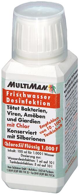 ChloroSil 1000 F drikkevanndesinfisering 100 ml flytende for campingvann