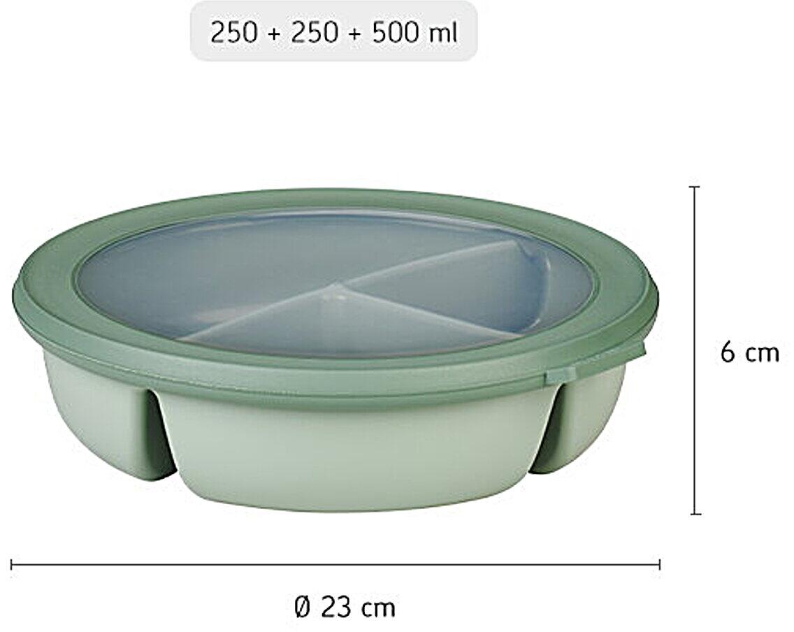 Cirqula Bento lunchbolle med 3 rom 230x230mm - Mepal bakside