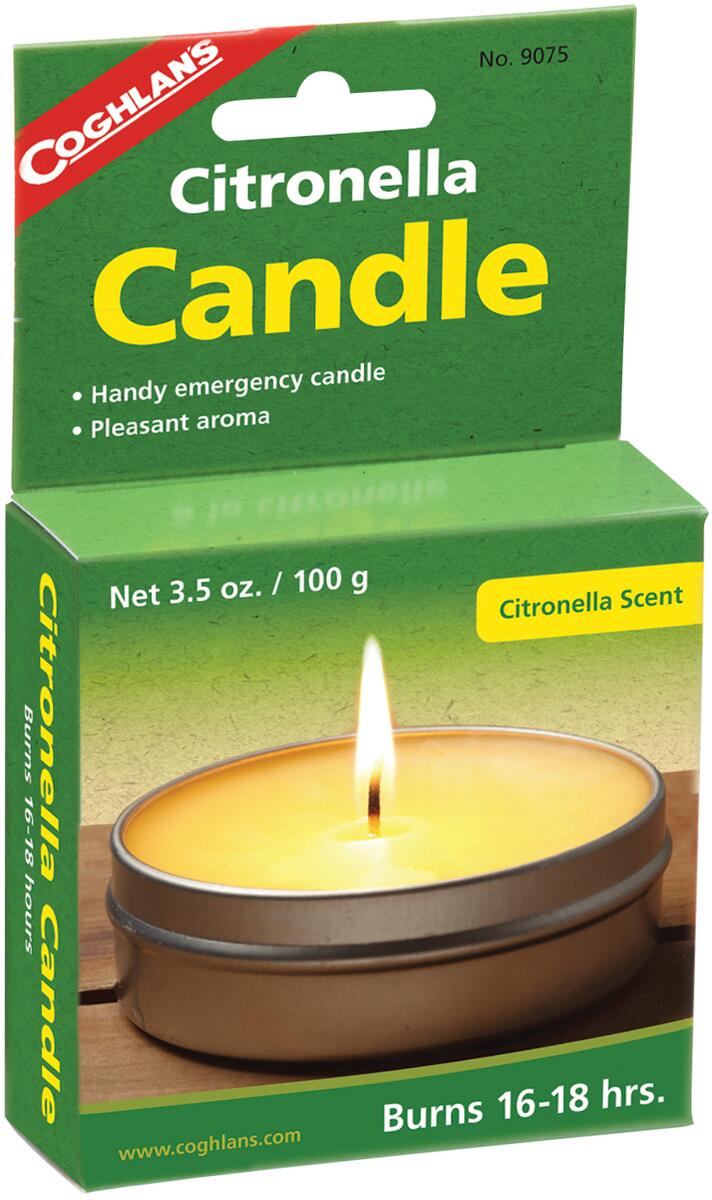 Citronella-lys i boks, brenntid 16 timer, 98 g - Coghlans detalj