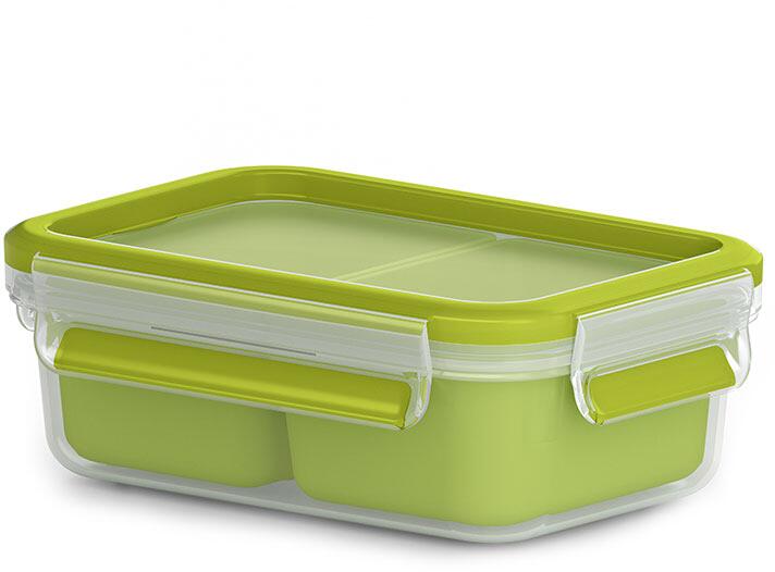Clip&Go snackboks med innsatser 1 L grønn forfra