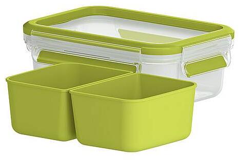 Clip&Go snackboks med innsatser 1 L grønn bakside
