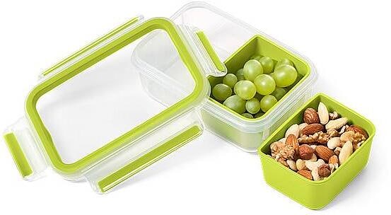 Clip&Go snackboks med innsatser 1 L grønn detalj nærbilde