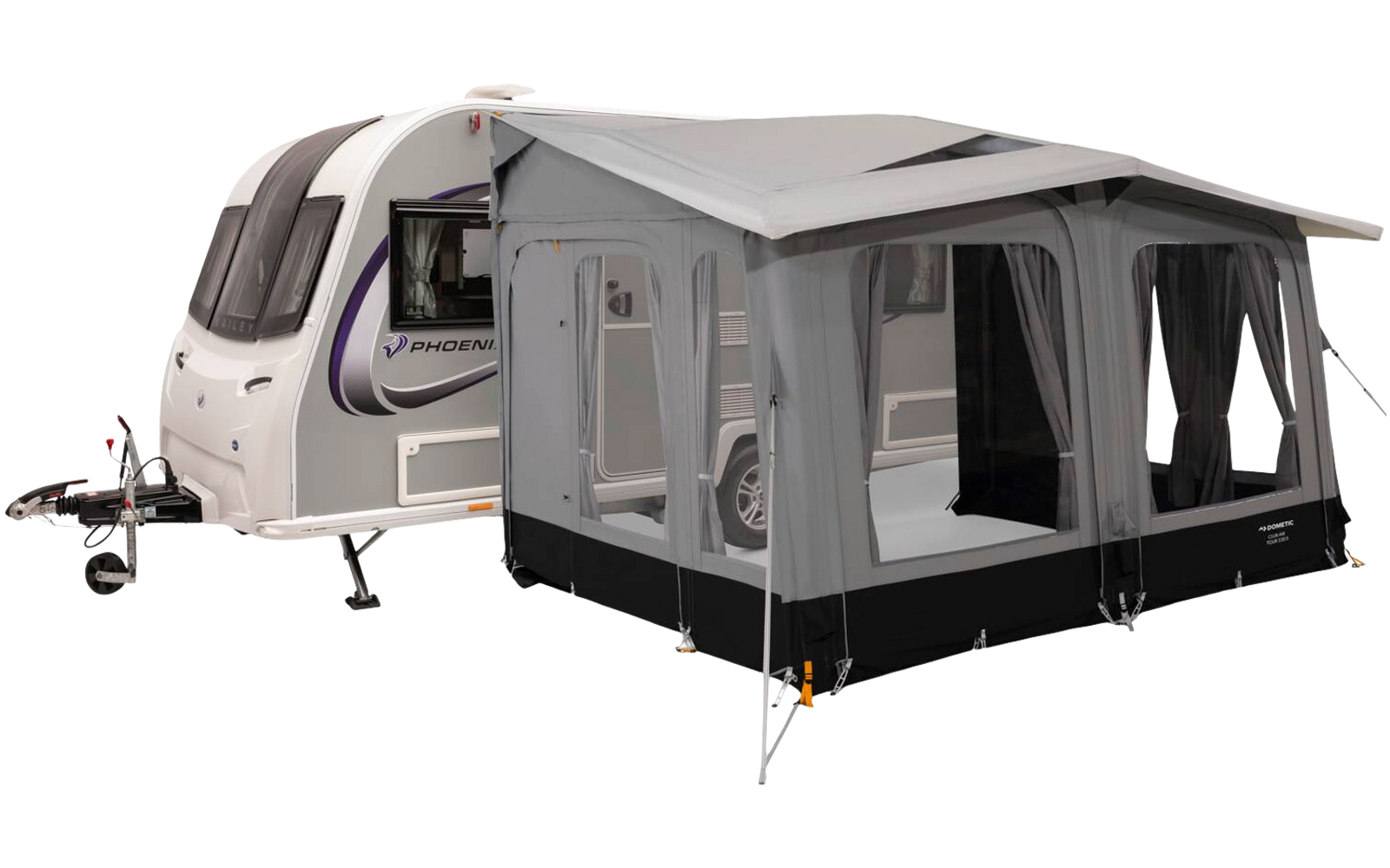 Opprullet Club Air Tour oppblåsbart fortelt for campingvogn 260 cm i bæreveske