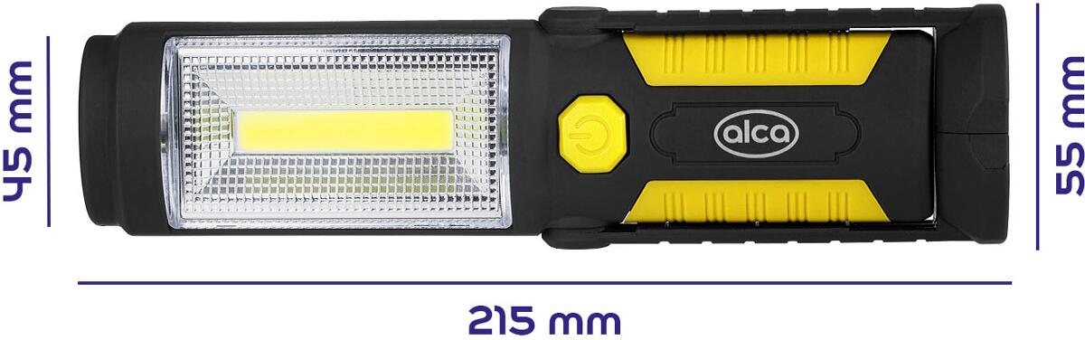 COB-LED arbeidslampe 220lm med magneter og batterier - Alca bakside