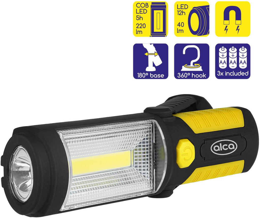 COB-LED arbeidslampe 220lm med magneter og batterier - Alca detalj av magnet