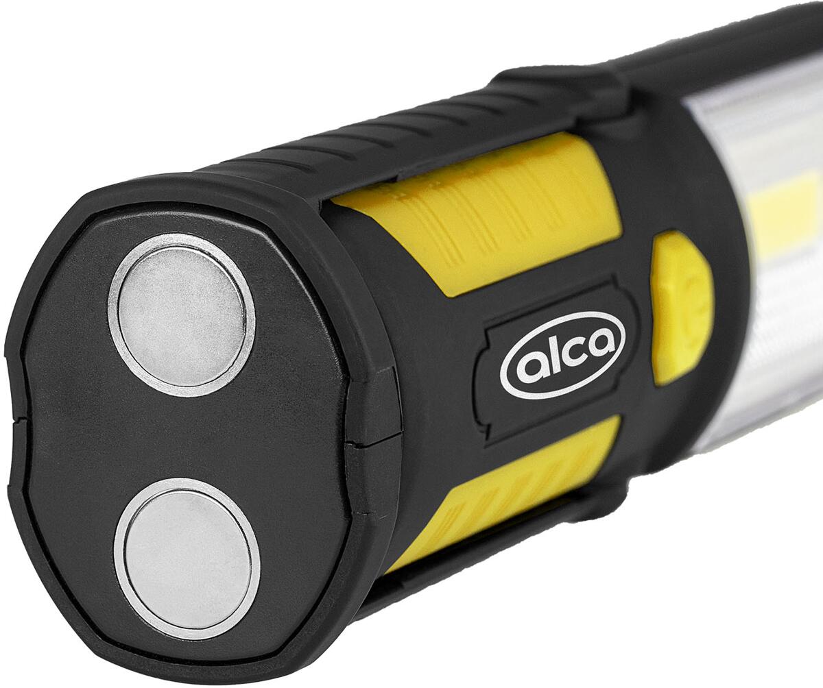 COB-LED arbeidslampe 220lm med magneter og batterier - Alca montert på metall