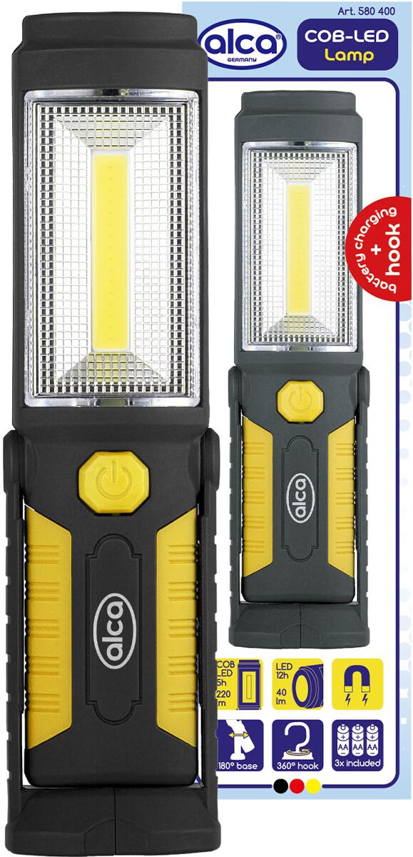 COB-LED arbeidslampe 220lm med magneter og batterier - Alca