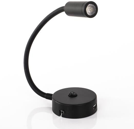 COB LED svanehalslys med USB-port bakside