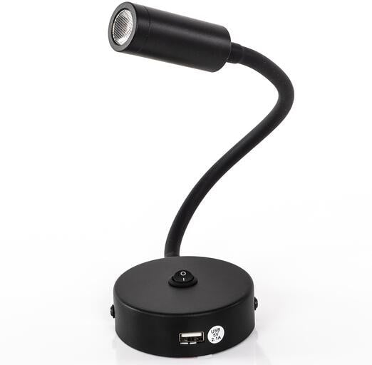 COB LED svanehalslys med USB-port detalj av arm