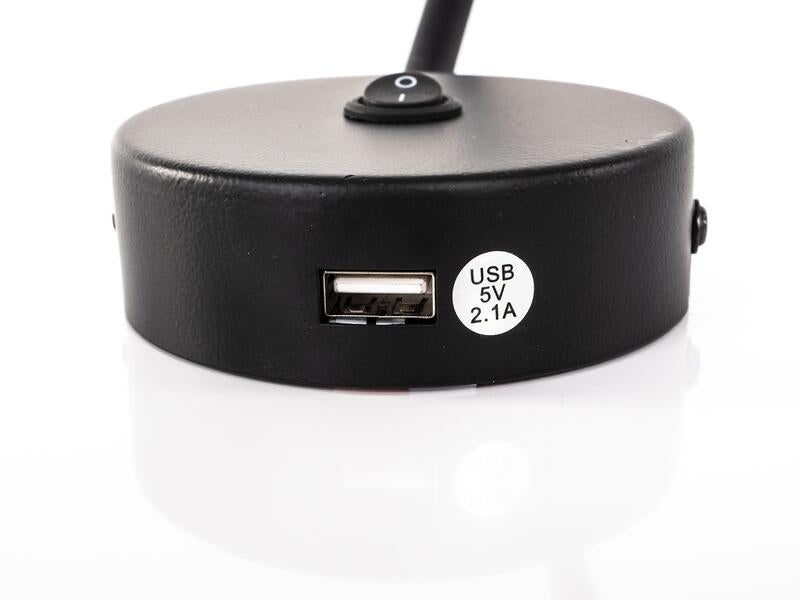 COB LED svanehalslys med USB-port montert