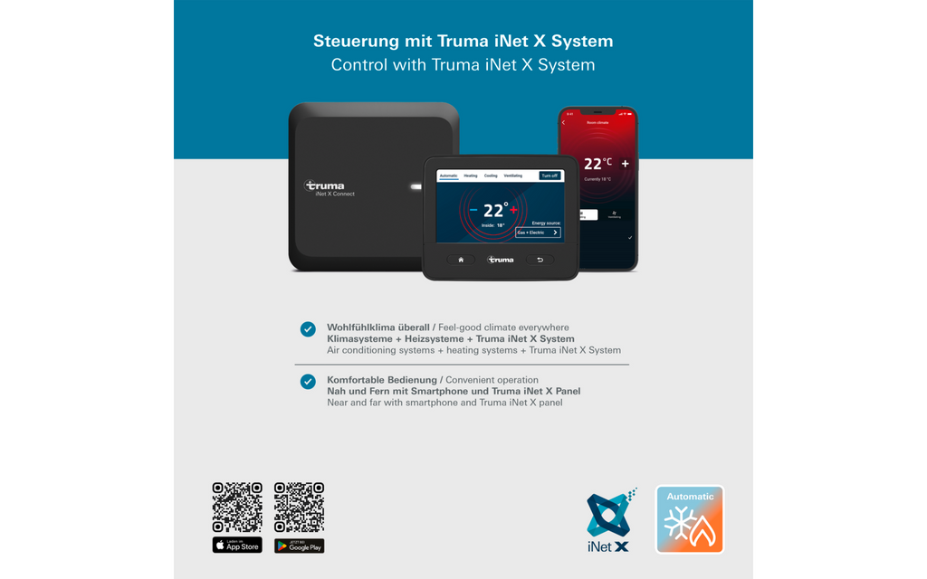 Visning av Truma iNet X system med Combi D 4 E iNet X Panel