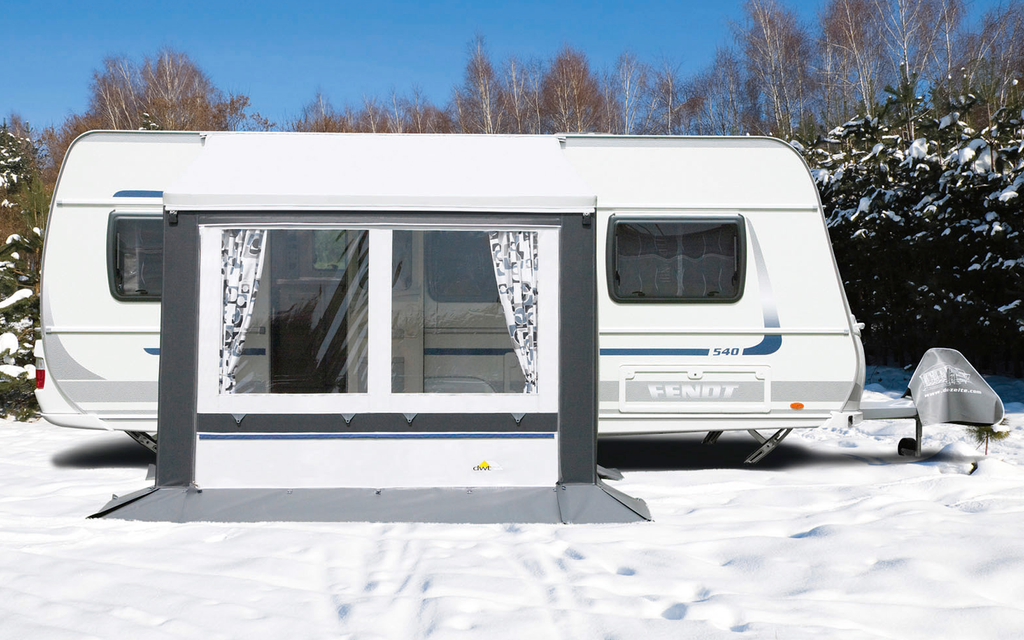 Cortina II helårsfortelt grå 200x150 cm for campingvogn - DWT forfra