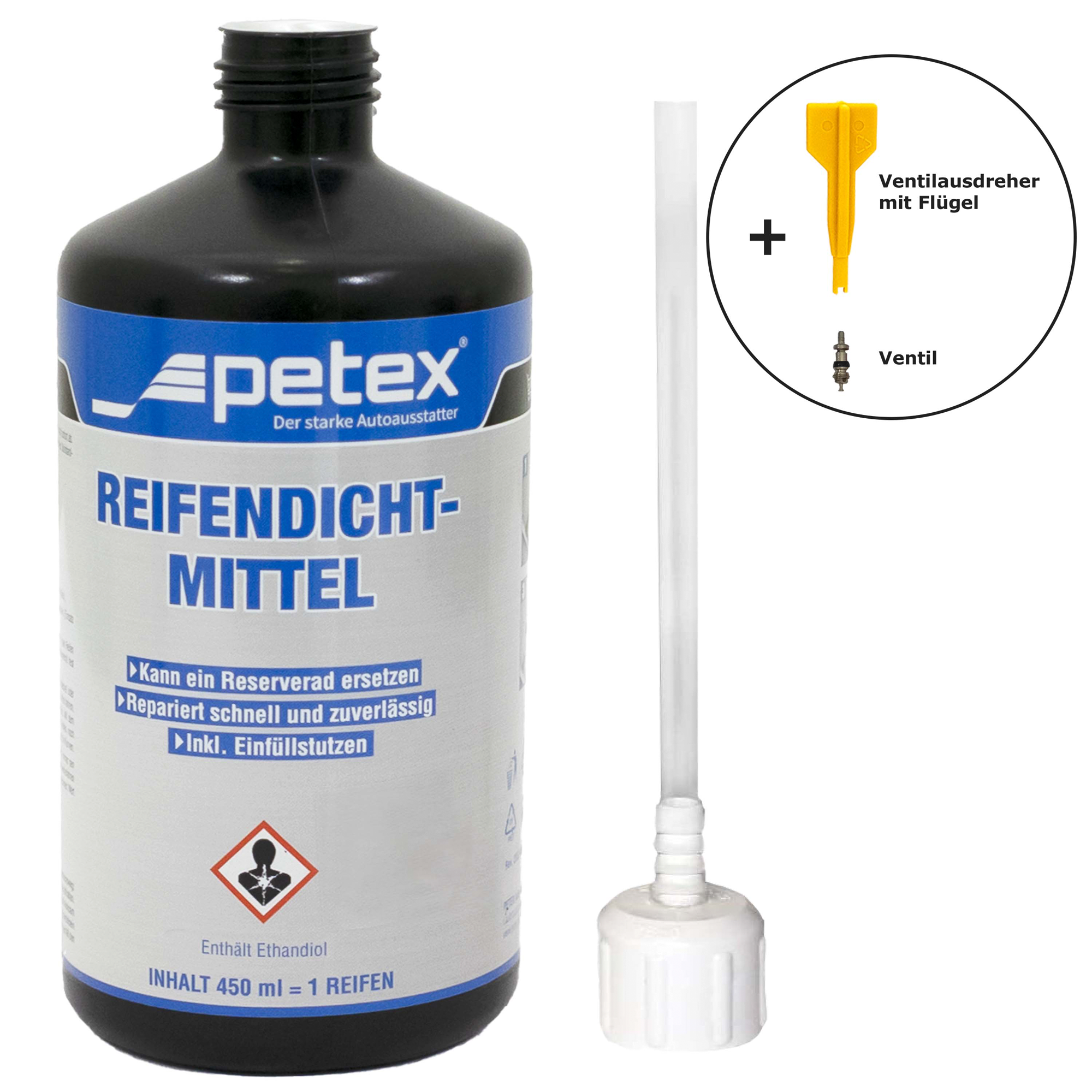 Dekktettemiddel for punkteringer opptil 6 mm 450 ml - Petex flaske