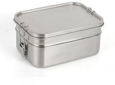 Deluxe Double lunchbox 1,9 L rustfritt stål todelt forfra
