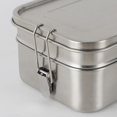 Deluxe Double lunchbox 1,9 L rustfritt stål todelt detalj av klips