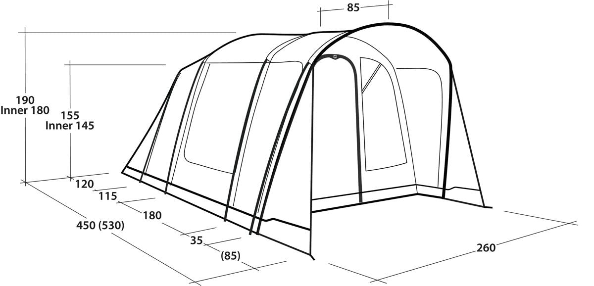 Detalj av dør og vindu på Tunneltelt Birdland 4 TC 4-person