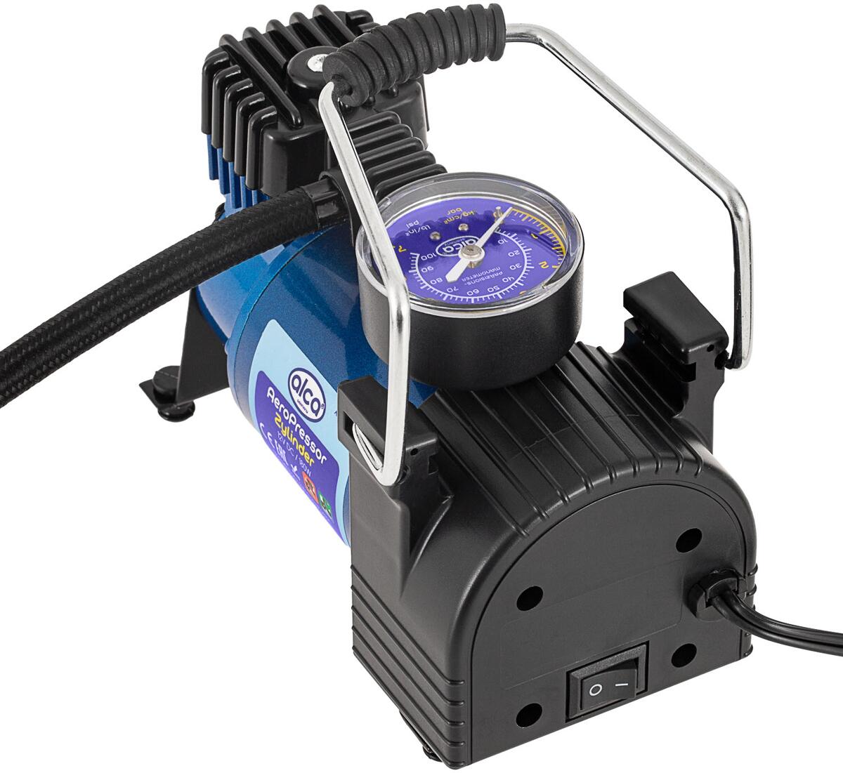Detalj av manometer på Sylinderkompressor AeroPressor 12V 180W 10 bar