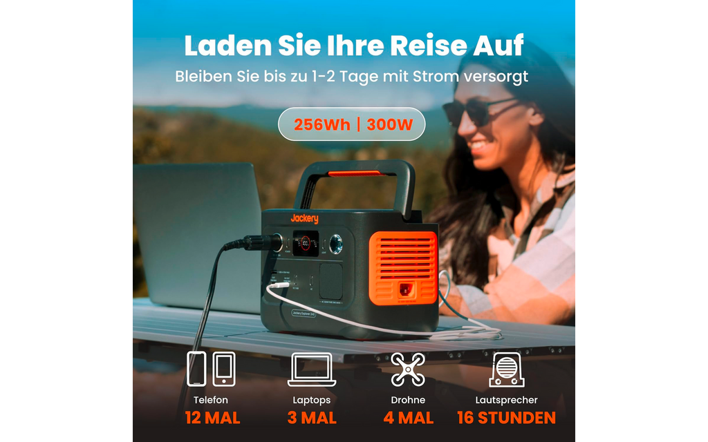 Detalj av USB-porter på Bærbar powerstation Explorer 240 V2 LiFePO4 256 Wh 3,6 kg